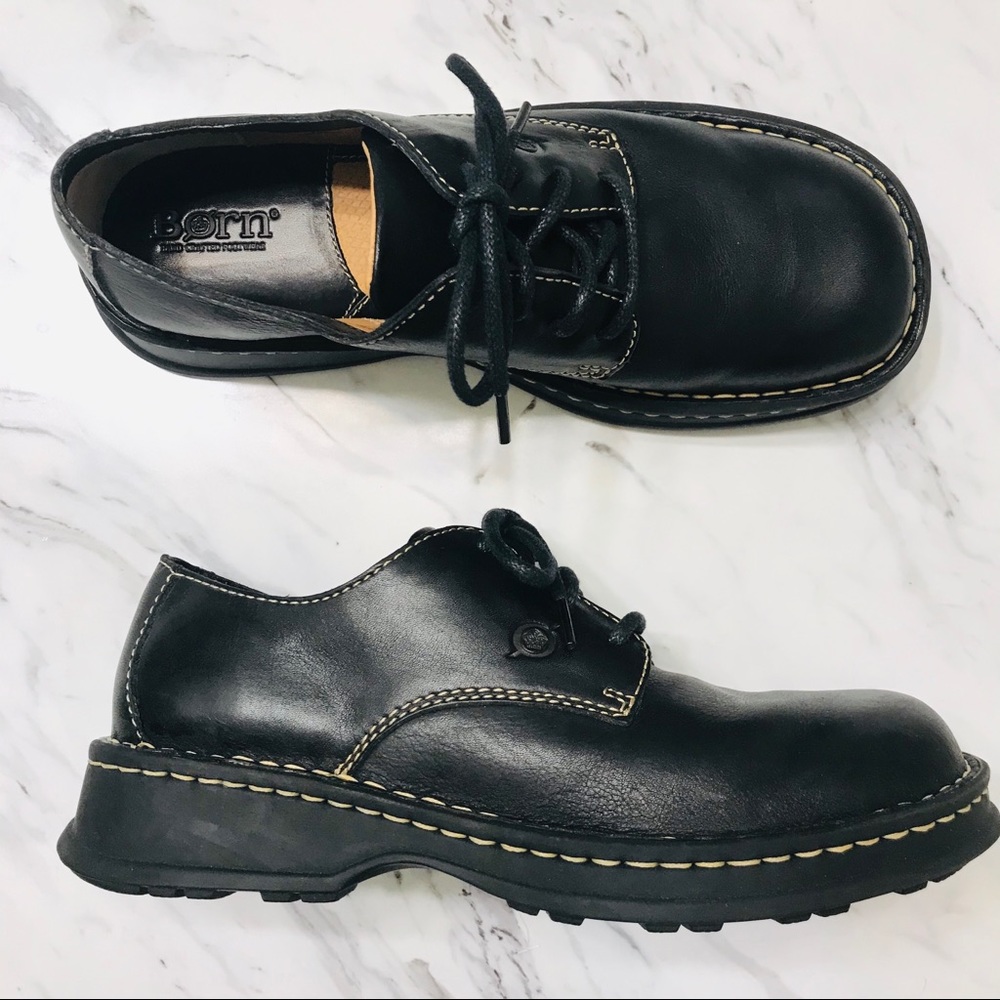Born Black Punk Chunky Lace Up Oxfords NWOT Sz 8.5